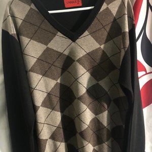 Unique D Men Brown XLarge V Neck sweater